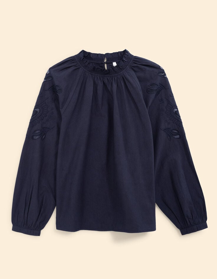 Blusa azul marino bordados mangas I.Code-6