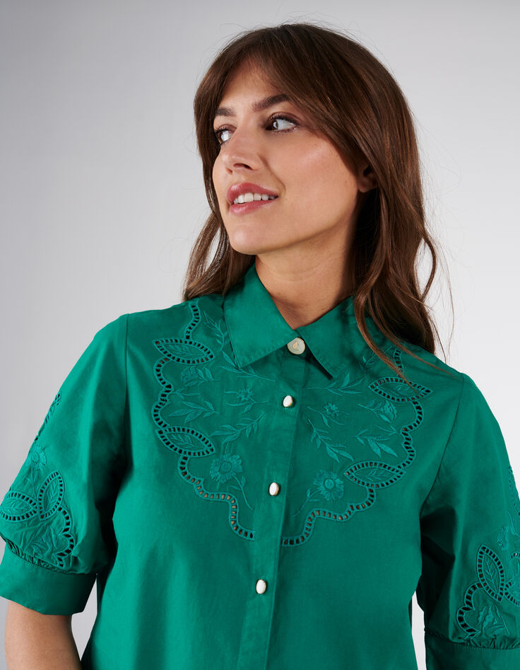 Robe chemise verte brodée I.Code-4