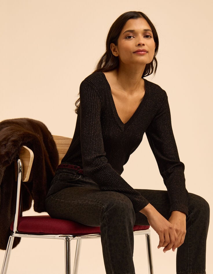 I.Code black lurex knit sweater with ribbing-1 I.Code black lurex knit sweater with ribbing-1
