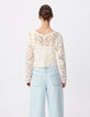 Ecru Damen STRICKJACKE mit durchbrochener H&auml;kelarbeit-3