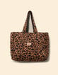Bolso de mano marrón con estampado de leopardo I.Code-6