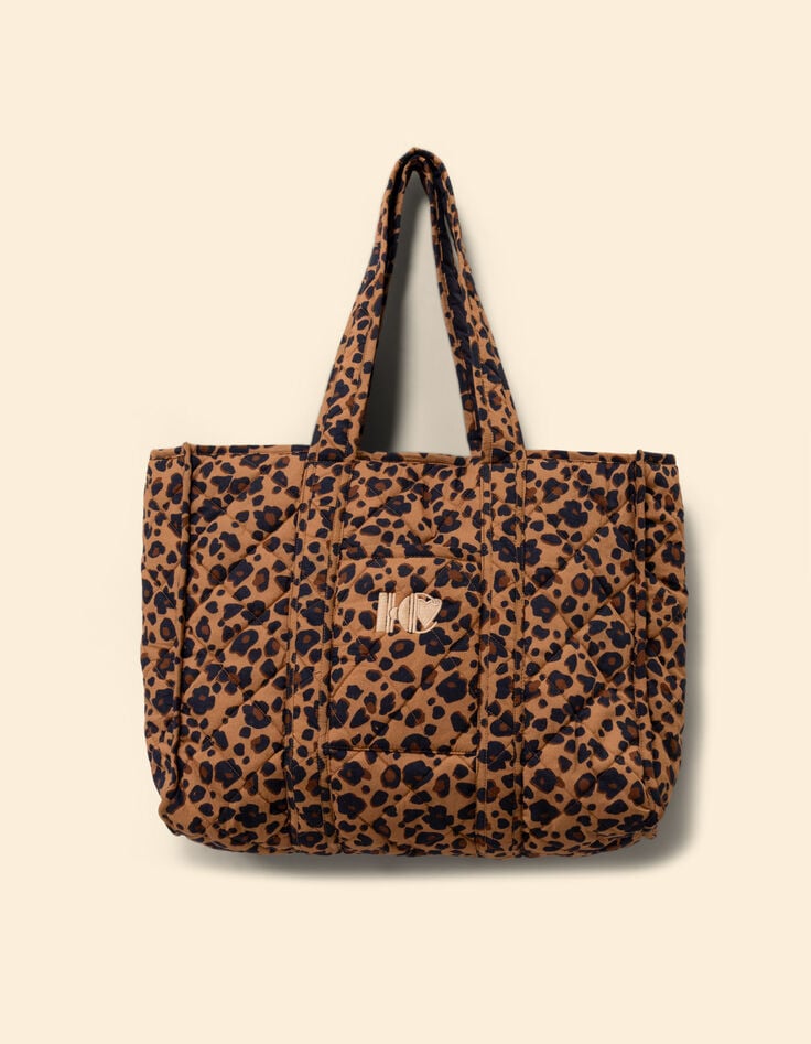 Bolso de mano marrón con estampado de leopardo I.Code-6