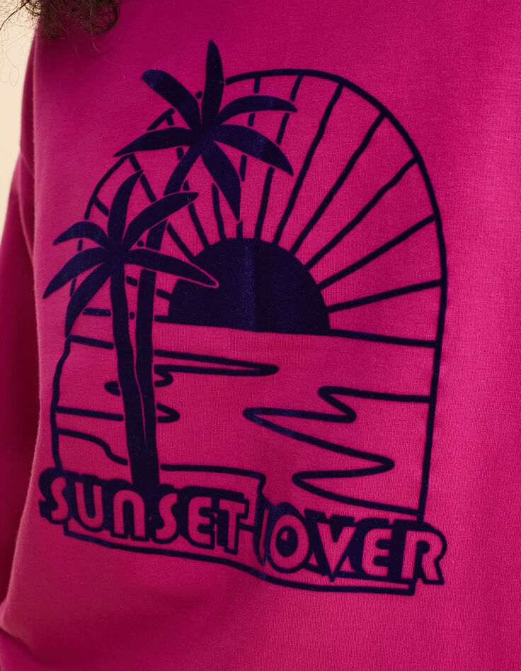 Sweat rose coucher de soleil velours floqué I.Code-6