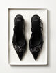 Damen schwarz Leder &Ouml;se Slingback Pumps-7