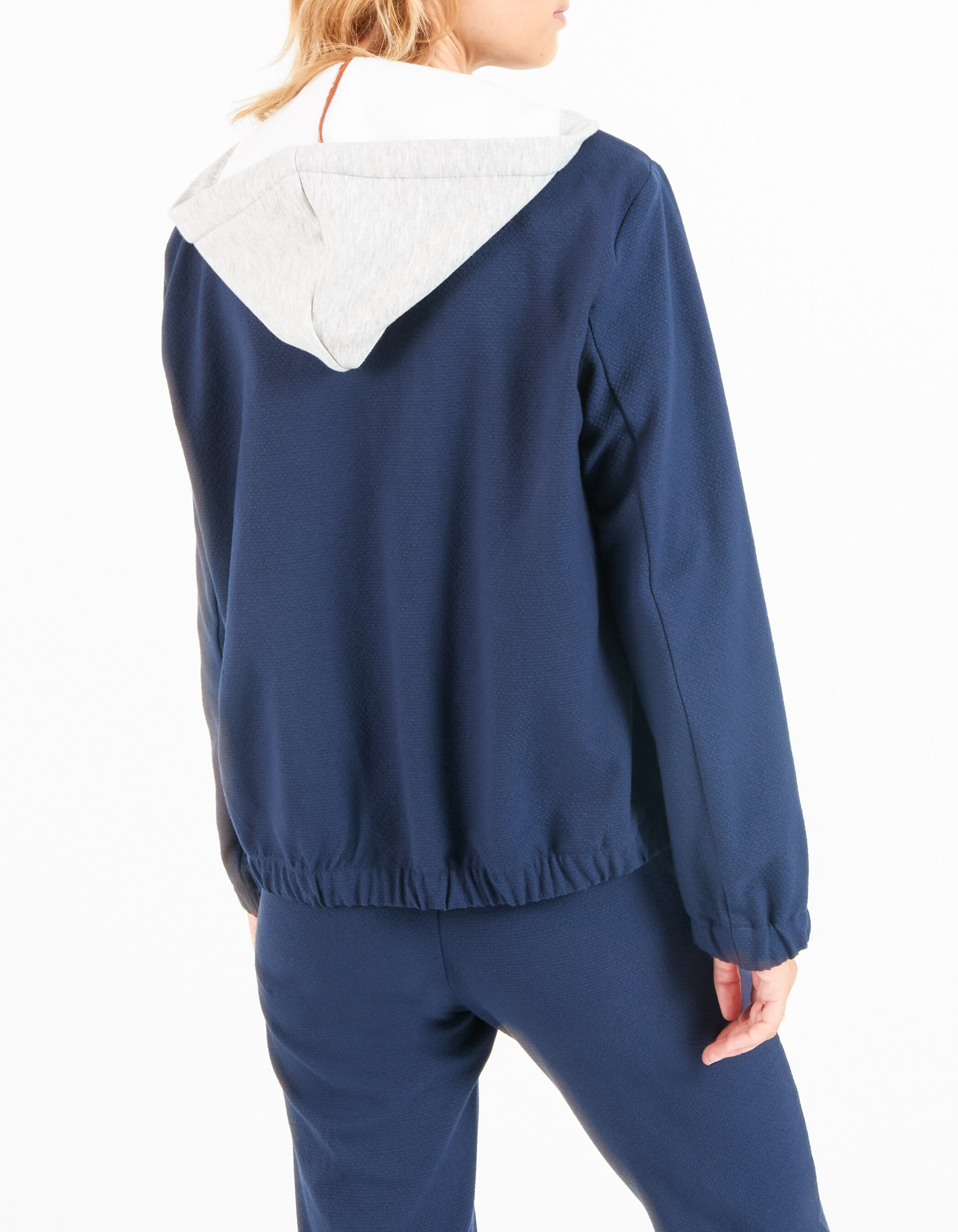 I.Code navy biker style jacket with detachable hood
