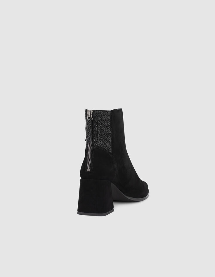 Schwarze Absatzstiefeletten aus Veloursleder I.Code-3