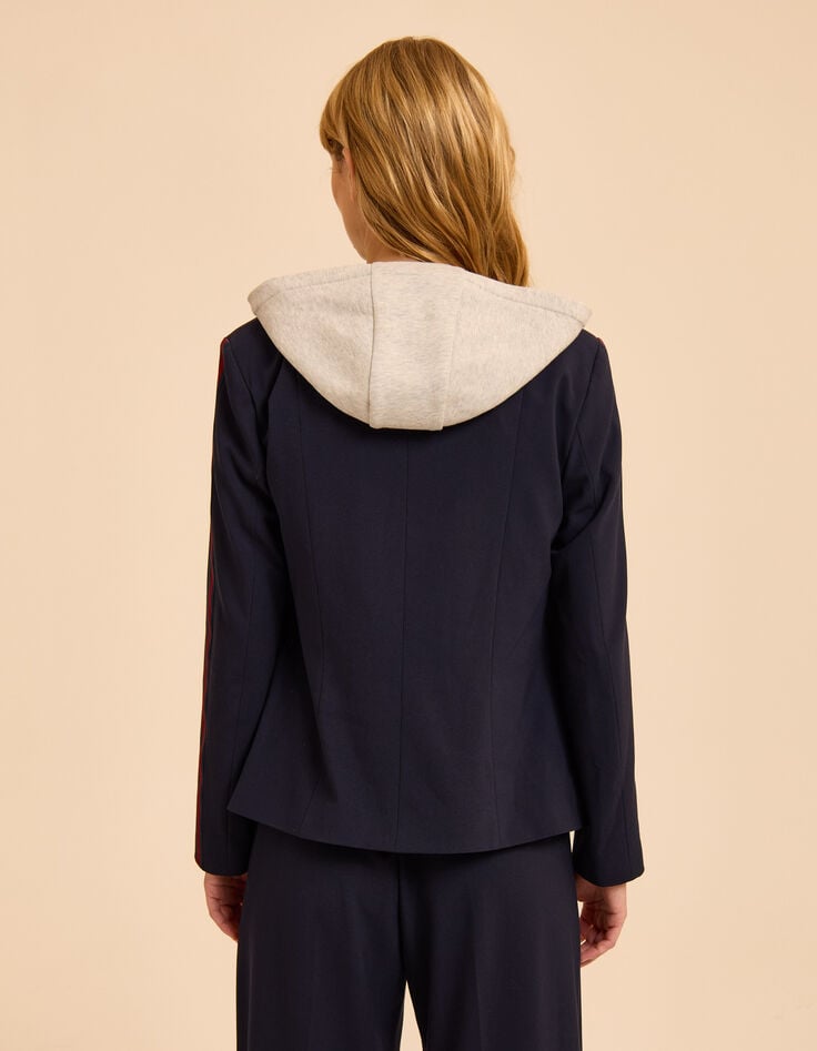 Blazer azul marino capucha felpa extraíble I.Code-3