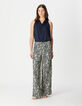 Damen ecru Spitze navy Hose-1