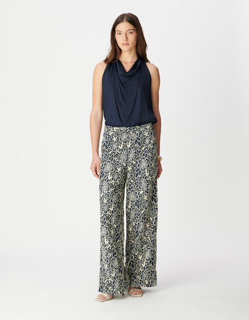 Damen ecru Spitze navy Hose - IKKS