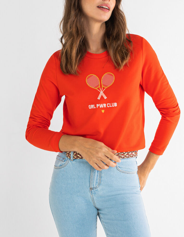 Aprikosefarbenes Sweatshirt mit Schriftzug I.Code - I.CODE