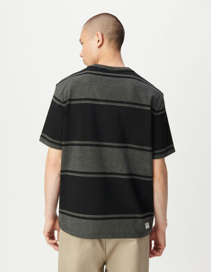 Graues Herren-T-Shirt kurze &Auml;rmel breite schwarze Streifen-2