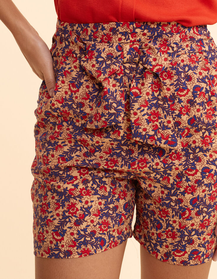 Rode short bloemenprint met ceintuur I.Code-2