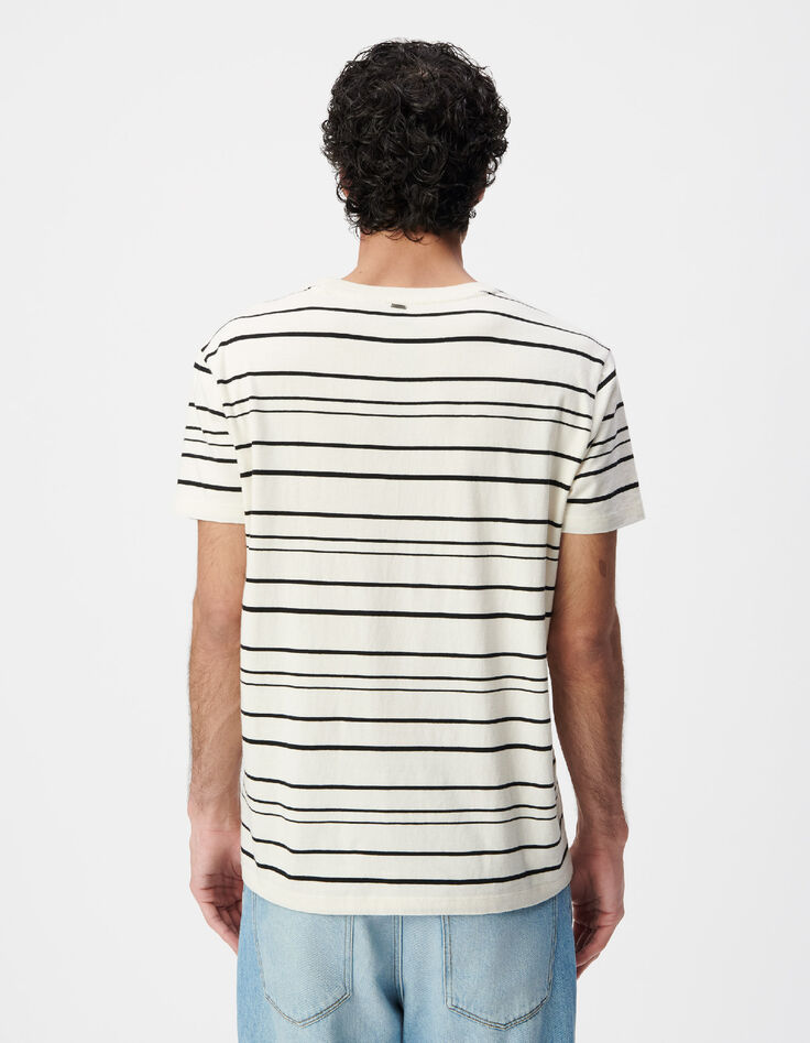 Wei&szlig;es Herren-T-Shirt mit schwarzem Streifendesign-4