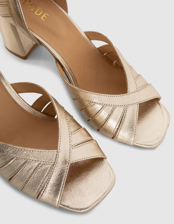 I.Code gold leather heeled sandals - I.CODE