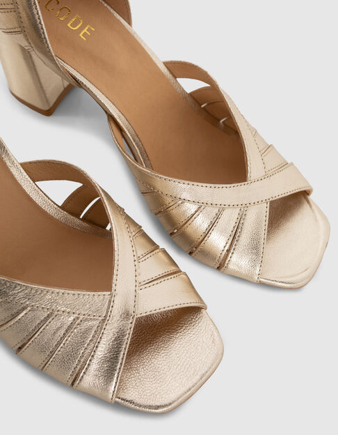 I.Code gold leather heeled sandals