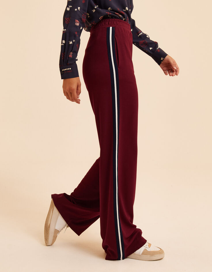 Weite, bordeauxrote Jogginghose Seitenstreifen I.Code-4