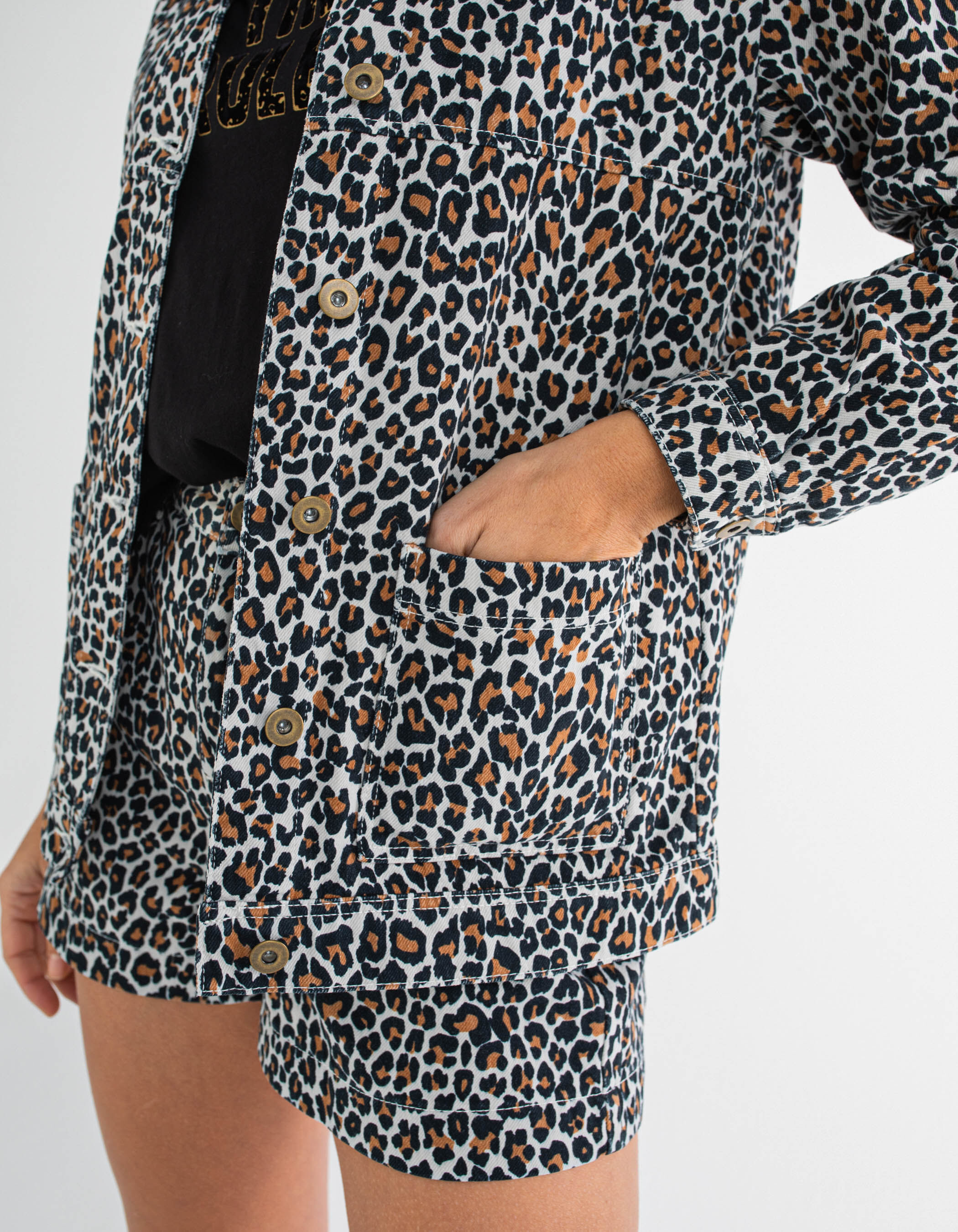 Leopard print denim cheap jacket mens