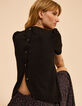 I.Code black ribbed short-sleeved top-4