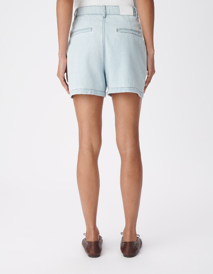Maxitaschen-Shorts aus gewaschenem blauem Denim f&uuml;r Frauen-3