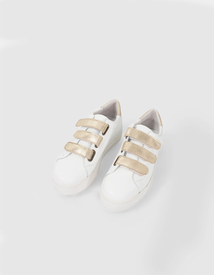 Weiße Sneakers mit goldfarbenen Klettverschlüssen I.Code - I.CODE