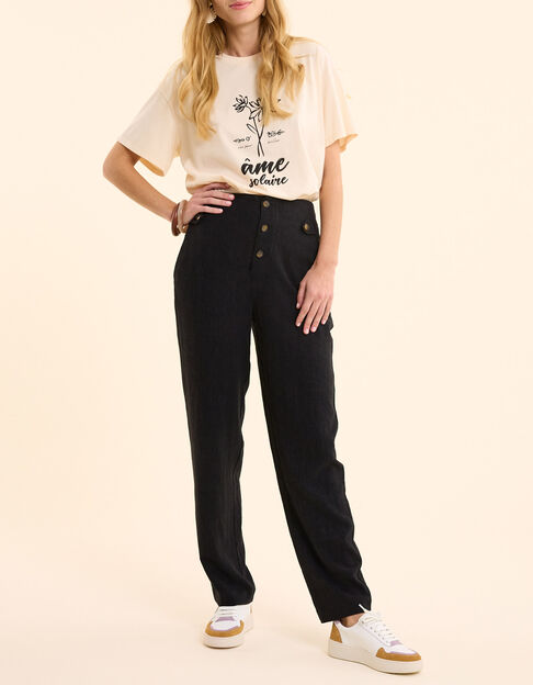 Pantalones de traje de lino de algodón negro I.Code