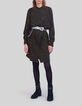 Khaki Damenkleid mit Paisley-Blumenprint-1