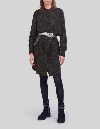 Khaki Damenkleid mit Paisley-Blumenprint - IKKS