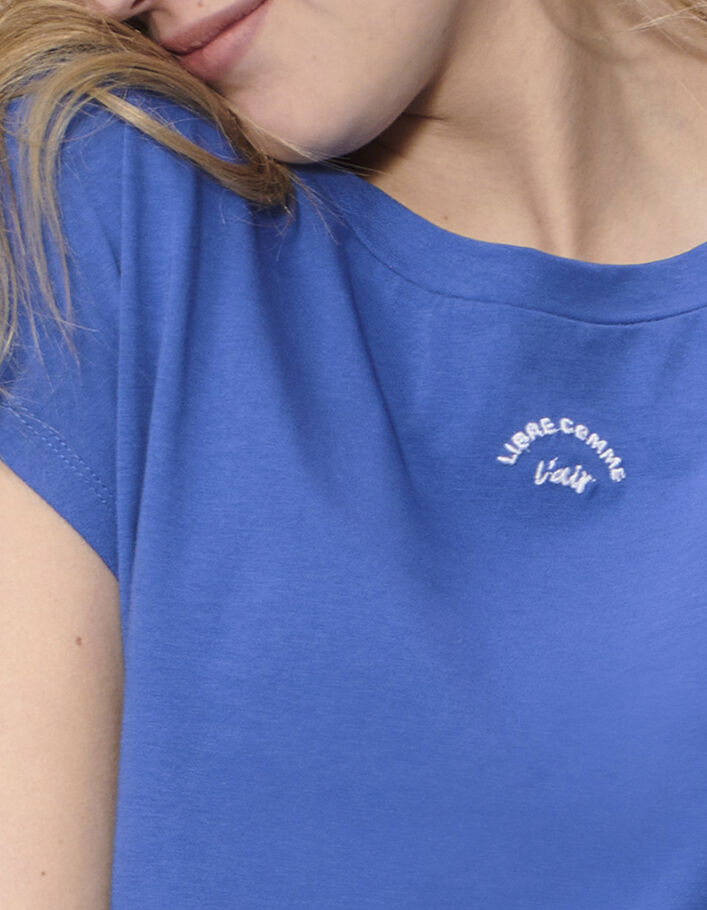 T-Shirt mit Stickerei und Spitze I.Code in Bleu Flash - I.CODE
