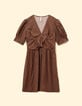 I.Code camel dress with black flower print-6 I.Code camel dress with black flower print-6