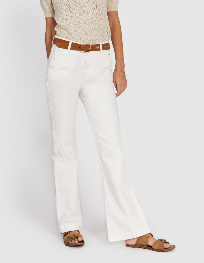 Gebroken witte flare jeans knoopzakken I.Code - I.CODE