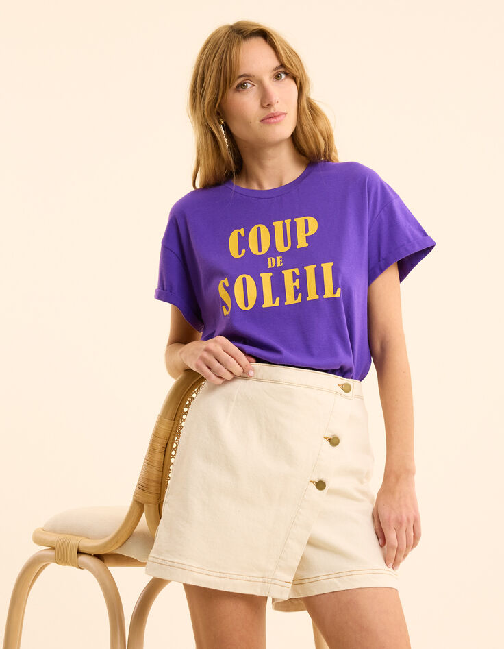 Falda pantalón vaquera crudo pespuntes ocre I.Code-3