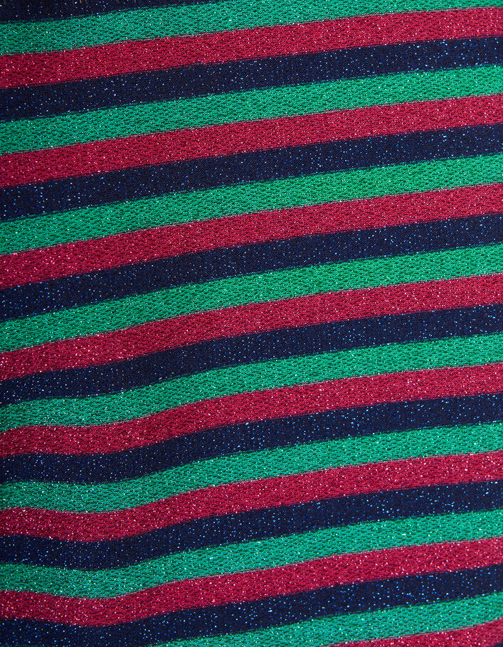 Tee-shirt magenta pailleté motif rayures colorées I.Code - I.CODE