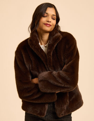 I.Code brown cocooning coat