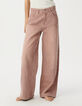 Rosa weite Damenjeans hoher Bund MILA-3
