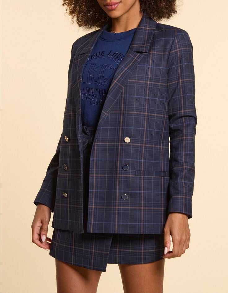 Marineblauwe blazer ruitmotief I.Code-2