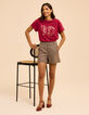Short beige motif pied-de-puce I.Code-1