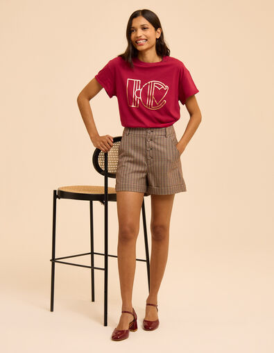 Short beige motif pied-de-puce I.Code