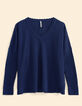 Blauer Lurex-Pullover Rippstrick mit Lochmuster I.Code-7