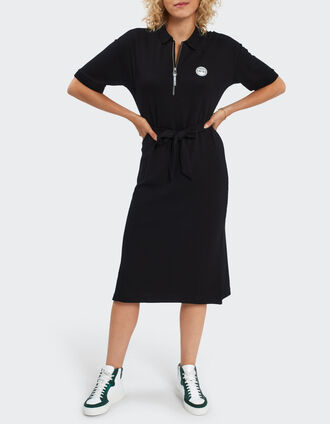 Vestido polo largo negro punto piqué I.Code