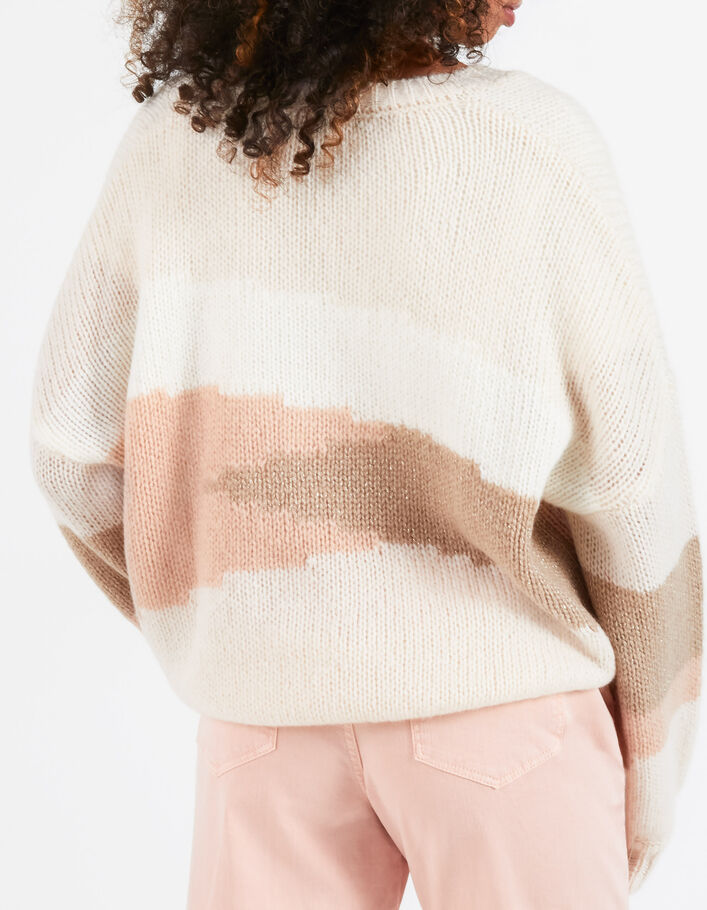 I.Code off-white colour-block style knit sweater - I.CODE