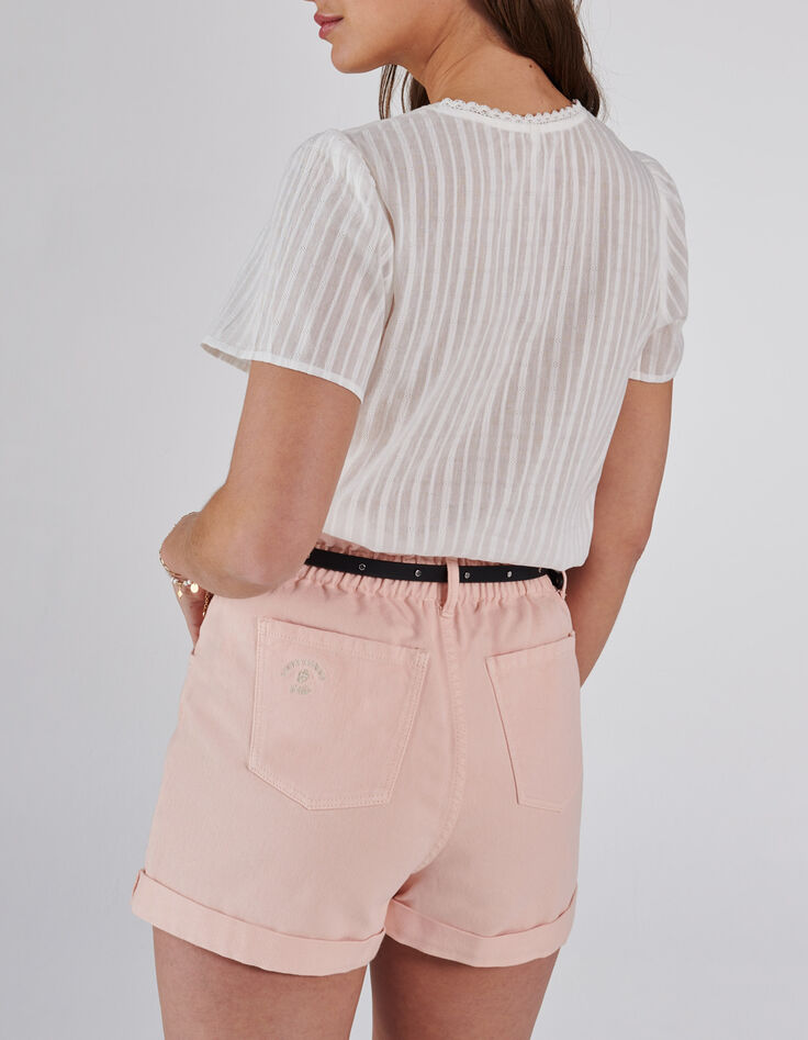 Top blanc cassé jacquard à motif rayures I.Code-3