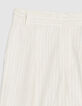 Wei&szlig;e Damen Hose mit weitem Bein im Nadelstreifenmuster-8