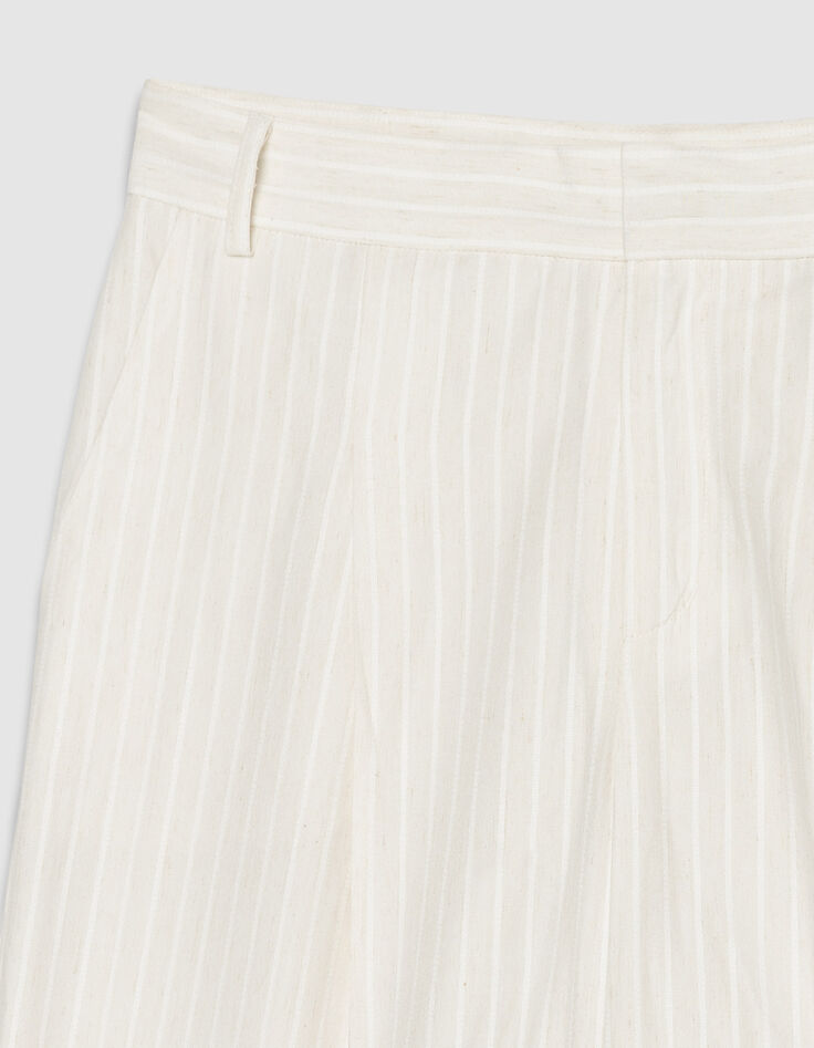 Wei&szlig;e Damen Hose mit weitem Bein im Nadelstreifenmuster-8