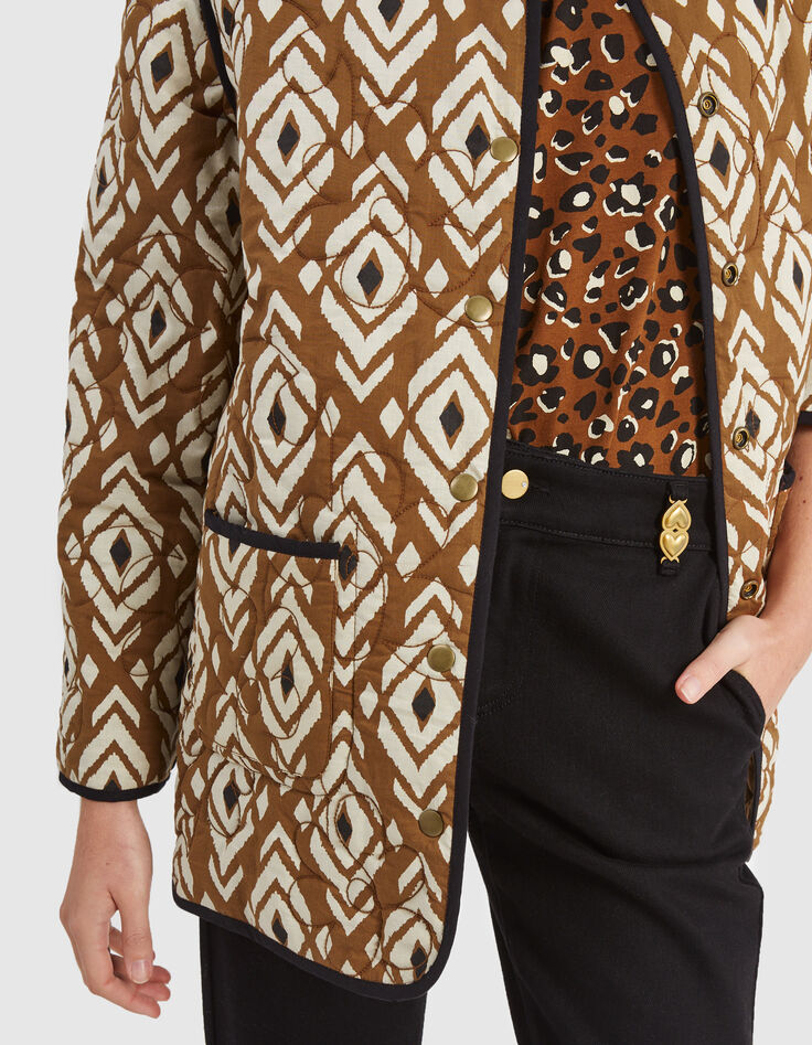 Omkeerbare jas camel en etnisch motief I.Code-5