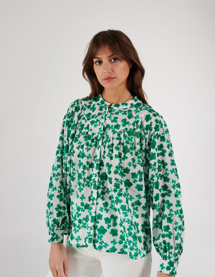 Chemise blanc cassé à imprimé trèfles I.Code -2 Chemise blanc cassé à imprimé trèfles I.Code -2