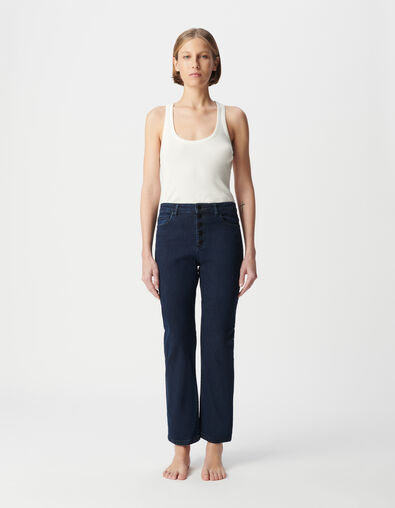 Damen Jeans gerade blau schwarz powerstretch cropped - IKKS