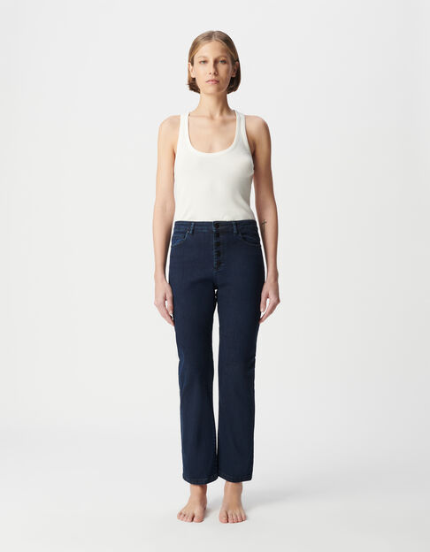 Damen Jeans gerade blau schwarz powerstretch cropped - IKKS