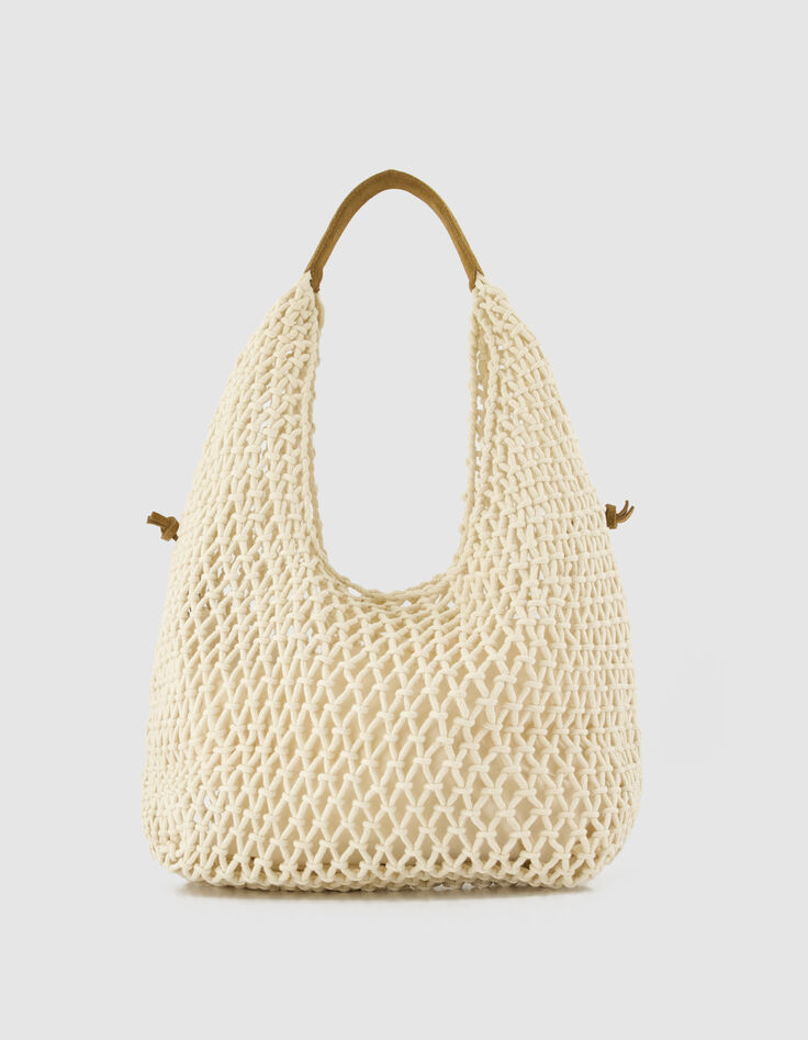 Hobo-Tasche beige geh&auml;kelt Damen-3