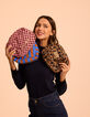 I.Code clutch bag pink checkerboard pattern-8