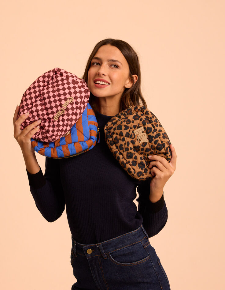 I.Code clutch bag pink checkerboard pattern-8